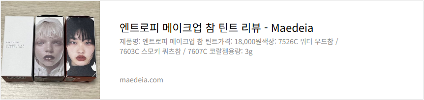 엔트로피 메이크업 참 틴트 리뷰