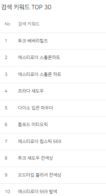 검색 키워드 TOP 30