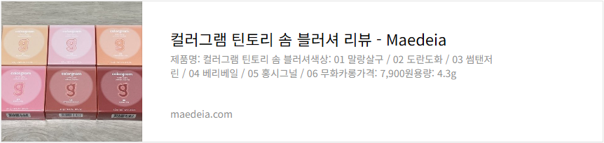 컬러그램 틴토리 솜 블러셔 리뷰