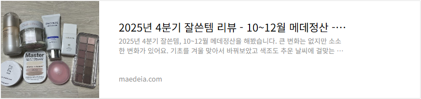 2025년 4분기 잘쓴템 리뷰 - 10~12월 메데정산