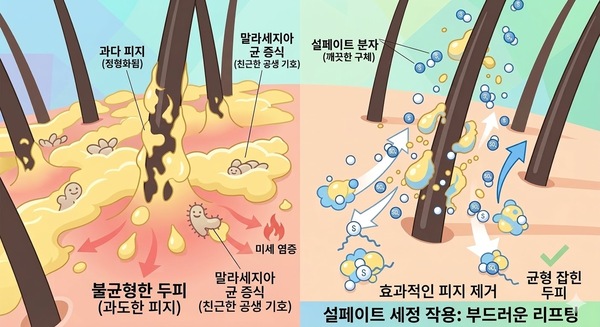 설페이트가 지성 지루성 두피에 작용하는 사진