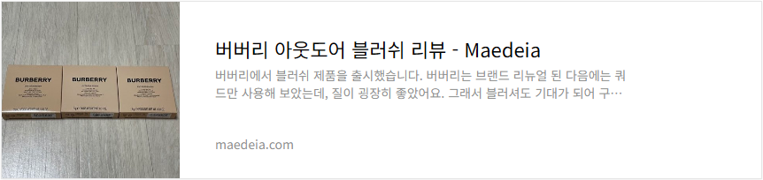 버버리 아웃도어 블러쉬 리뷰