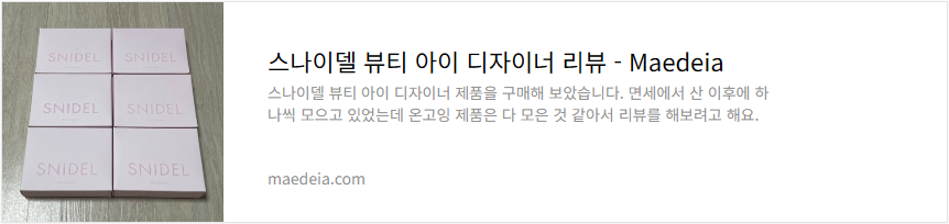 스나이델 뷰티 아이 디자이너 리뷰