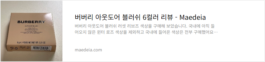 버버리 아웃도어 블러쉬 6컬러 리뷰
